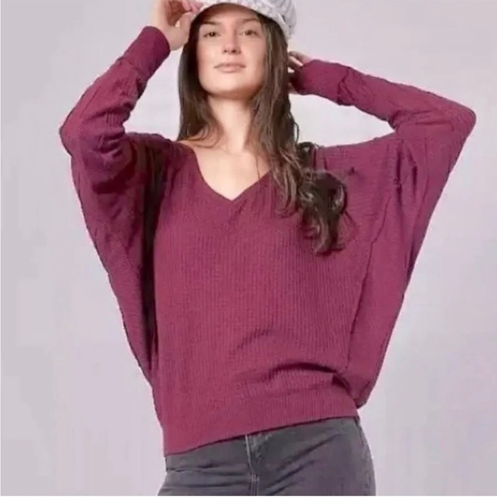 Free People Santa Clara Thermal Shirt Top Mulberry XS